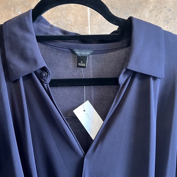 Ann Taylor Navy Blouse - Picture 2 of 7
